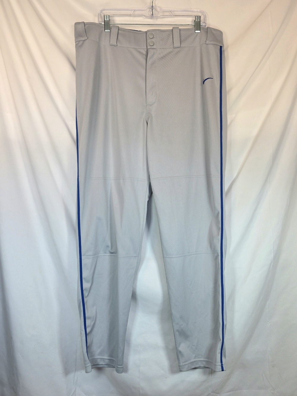 Nike Swingman Mens Gray Baseball Pants Size XL Blue Piped Open Hem Dri Fit